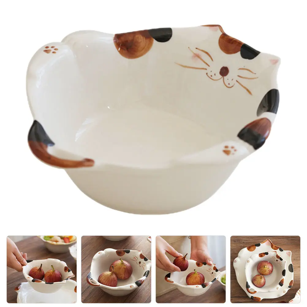 

Керамическая миска для еды в японском стиле с мультяшным рисунком, для детского завтрака, риса, закусок, домашняя миска для лапши и супа, кухонные принадлежности