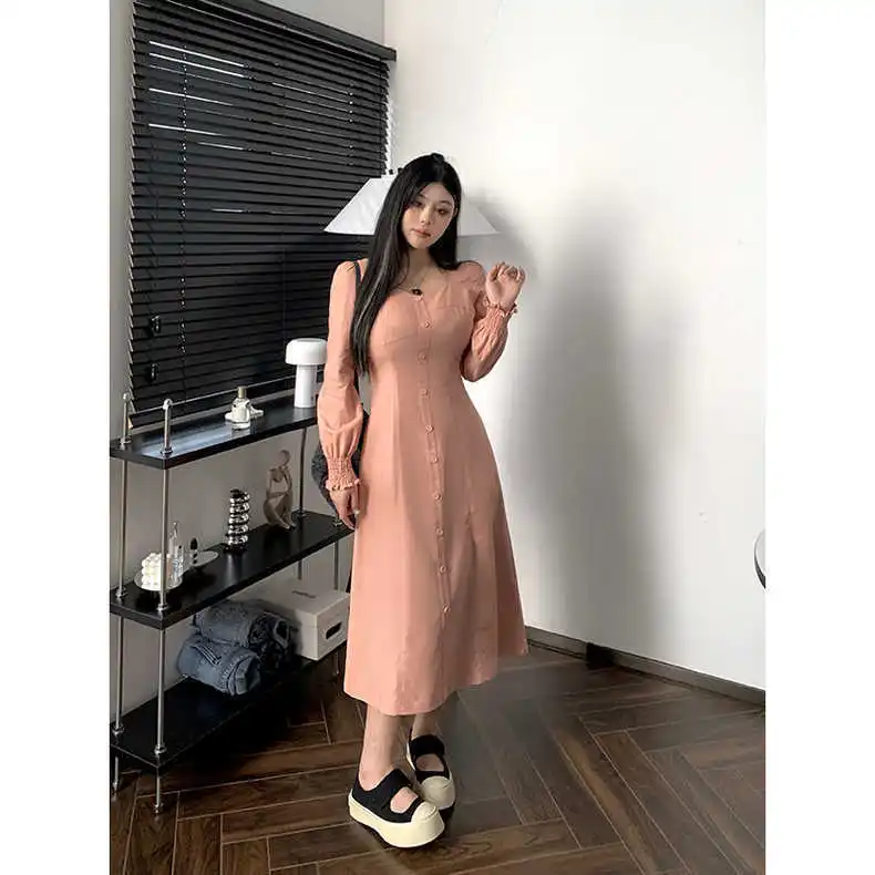 Korejepo Elegant Thin Dresses Light Mature Style Leisure Simplicity Dress Beautiful Romantic Appointment Vestido 2024 New