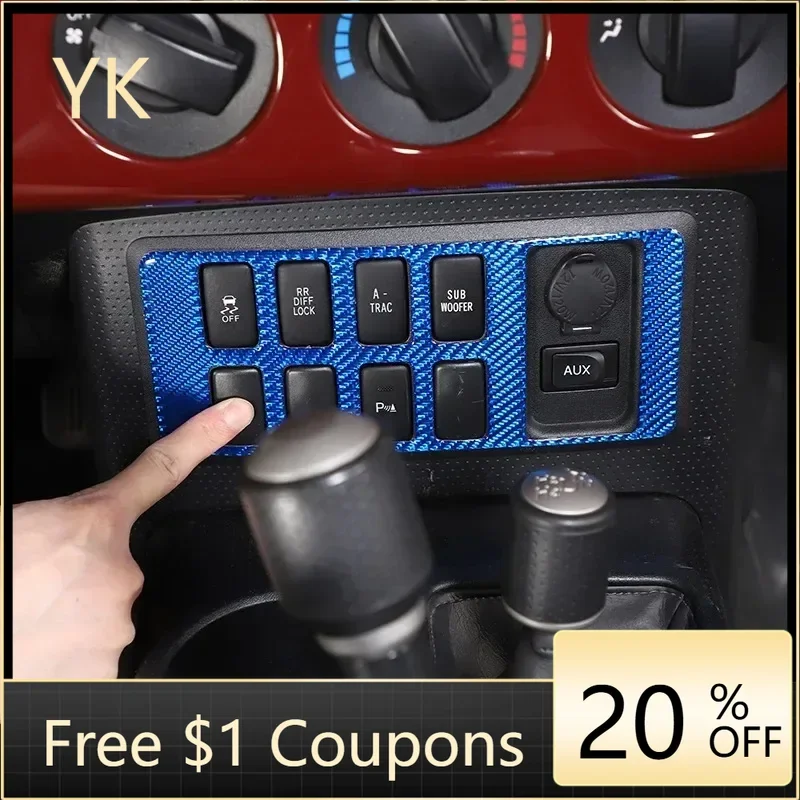 

For Toyota FJ Cruiser 2007-2021 Soft Carbon Fiber Car Driving Assist Button Frame Cover Trim Sticker Interior Car Accessories