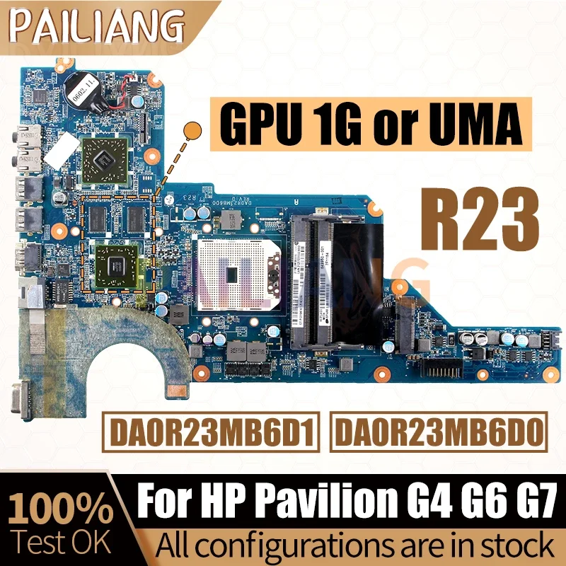 649950-001 For HP Pavillion G4 G6 G7 Notebook Mainboard AMD SOCKET DA0R23MB6D0 DA0R23MB6D1 GPU 1G Laptop Motherboard Full Tested