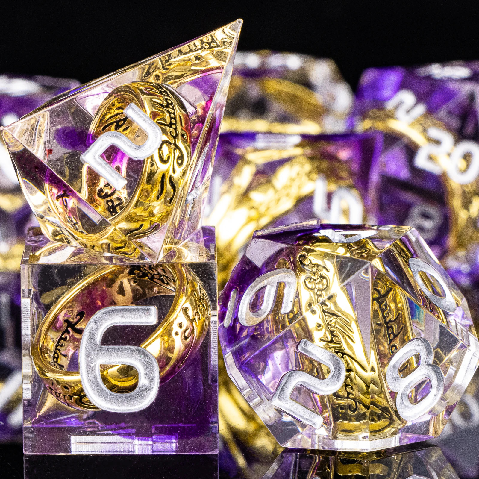 7-Piece Ring Resin Dice Set | Multi-Color | For DND RPG Gaming & Collection | Gift for him