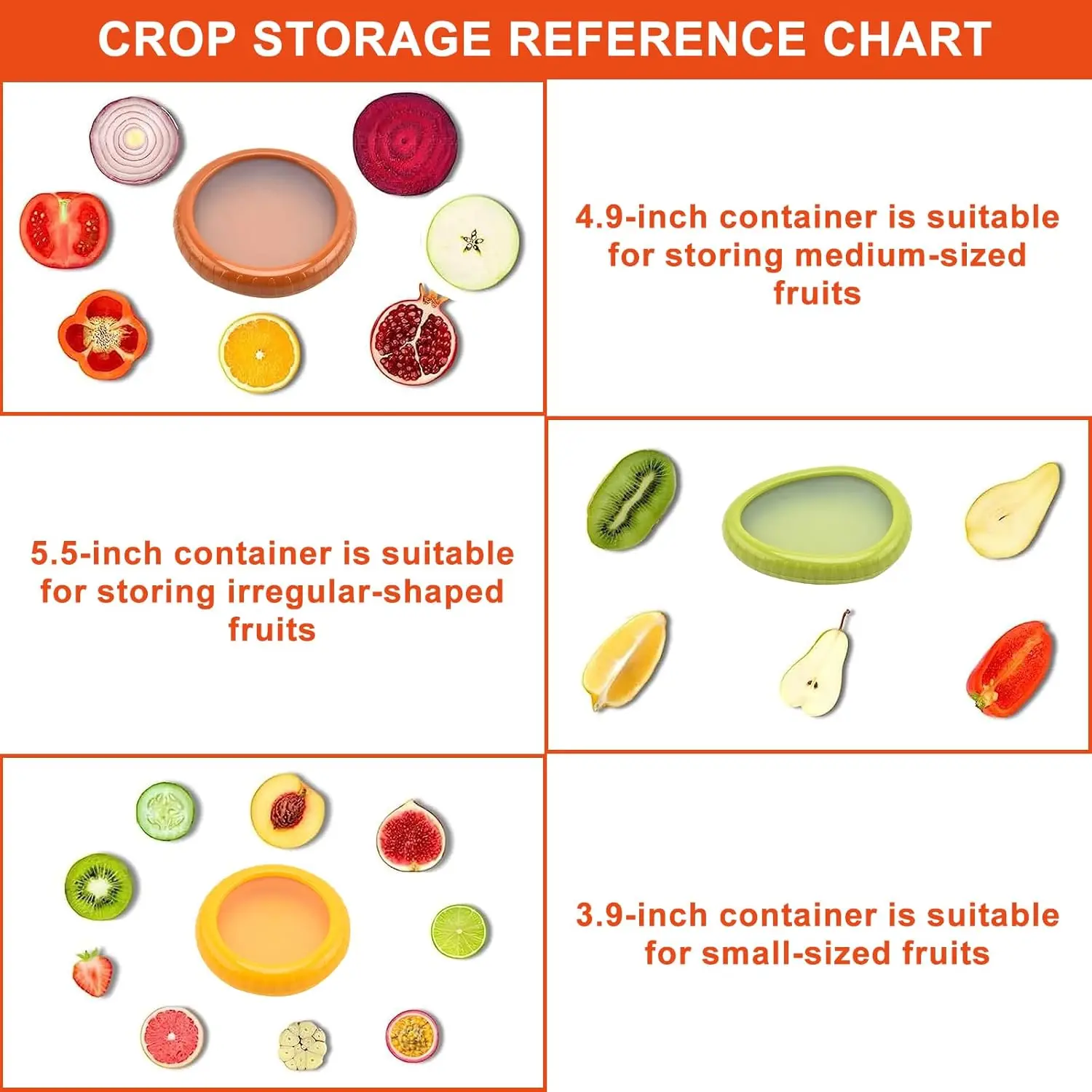 5pcs Silicone Fruit and Vegetable Fresh-Keeping Box Food Storage Container Set Stackable and Leak Proof Tomato Holder Storage
