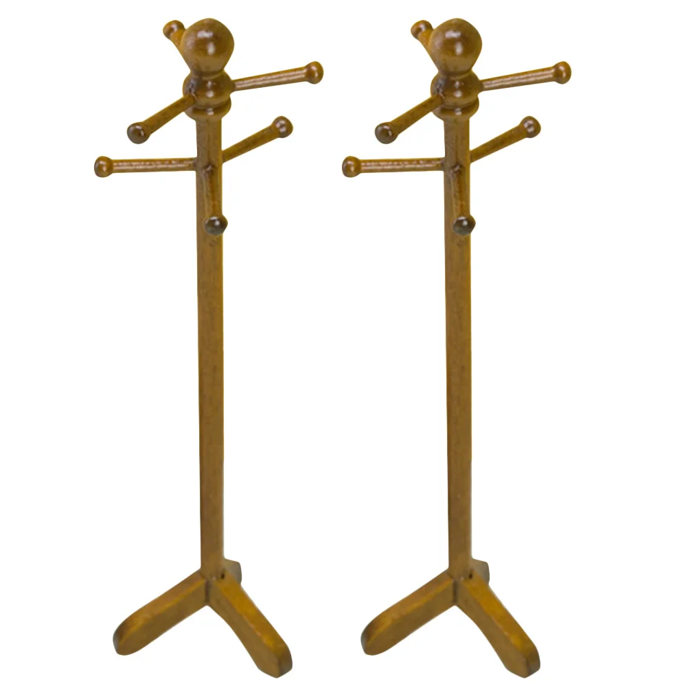 2pcs Dollhouse Clothes Rack 1:12 Scale Miniature Metal Hanger Stand For Dollhouse Garment Display Vintage Decorative Shelf