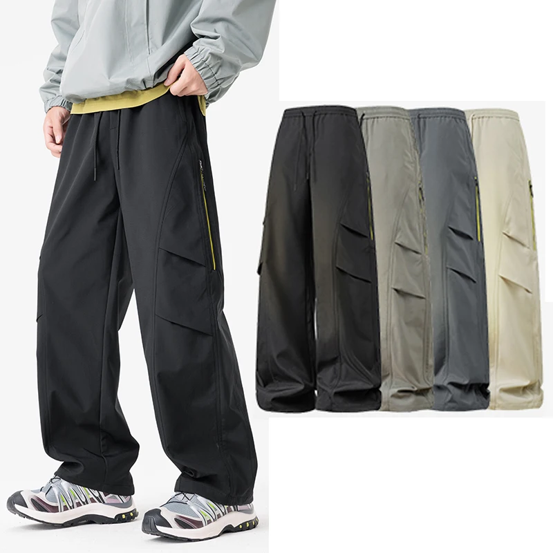 

Men's multi-functional casual pants, spring American casual leggings, men's flat pants, casual running pants, streetwear