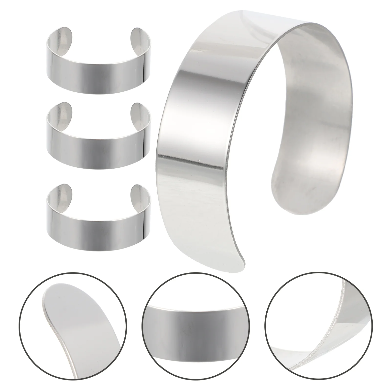 

4 Pcs Bracelet Core Blanks for Engraving Cuff DIY Bulk Stainless Steel Inner Cores 304