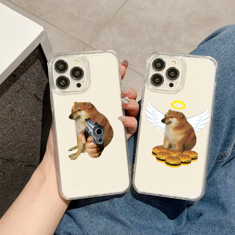 Cheems Doge Meme Funny Doggy Phone Case For iPhone 11 12 13 14 15 16 Mini Pro Pm Plus Xs Max Transparent Soft Shell