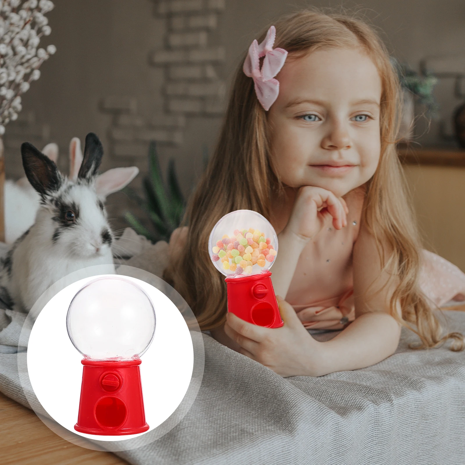 

12pcs Machine Plastic Kids Gift Red Color Cake Mini Gumball Machine Decor Creative Candy Dispenser Accessories