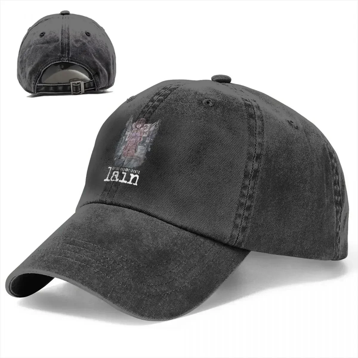 New Anime Serial Experiments Lain Iwakura Men Women Baseball Caps Distressed Denim Washed Caps Hat Retro Outdoor Activities Head