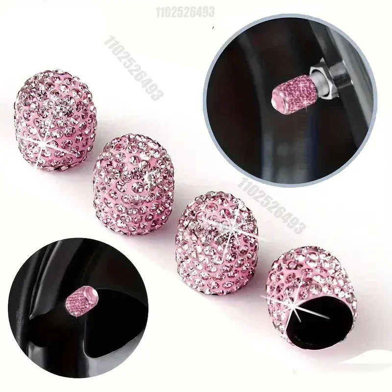 4/2pcs Diamond Crystal Motorcycle Car Tire Valve Caps Shining Dust-proof Wheel Valve Cover Vehicle Bling Valve Cap Styling Toos view 3