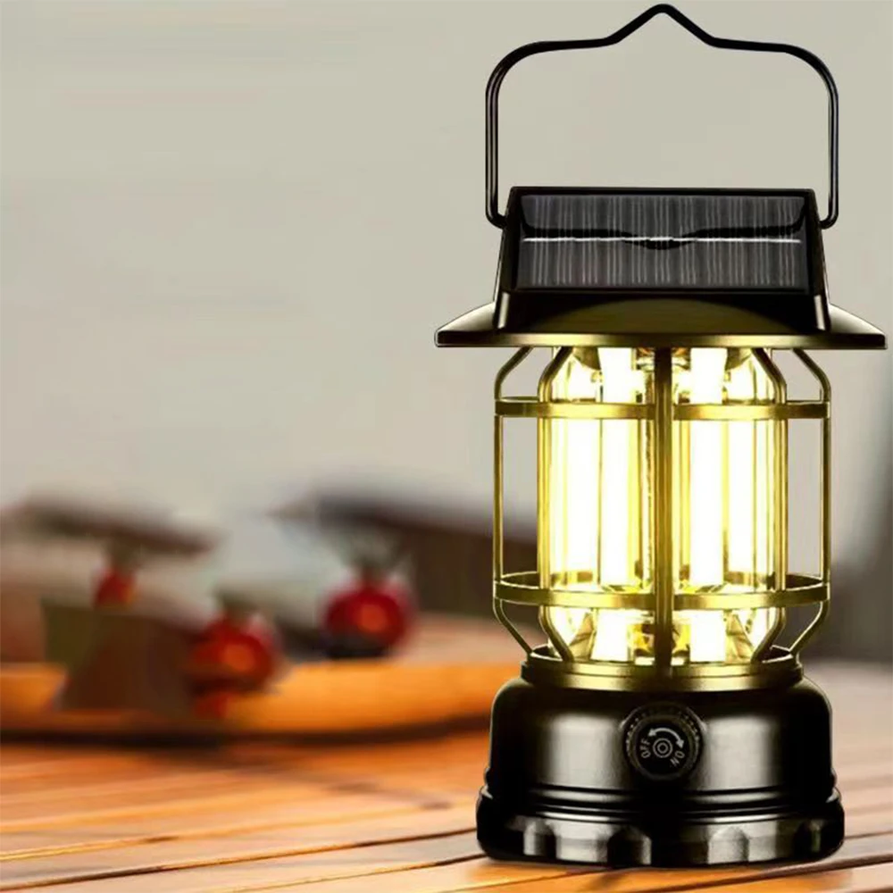 Luz LED superbrillante para acampar, linterna recargable por USB, luz de transporte portátil para exteriores, luz de tienda regulable infinitamente