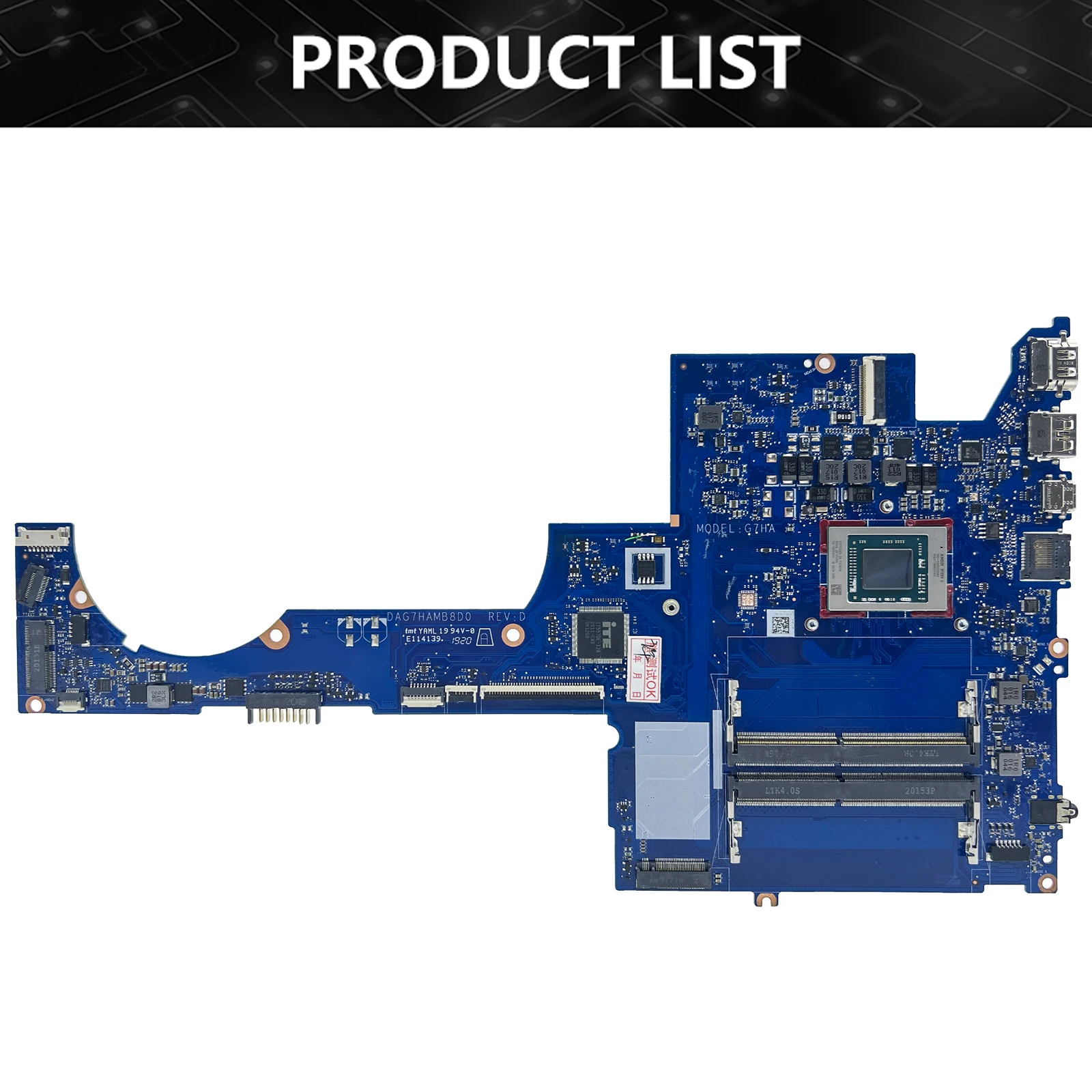 Motherboard portátil totalmente testado, Mainboard para HP Pavilion 15-EH, 100% CPU, R3-4300U, R3-5300U, DAG7HAMB8D0