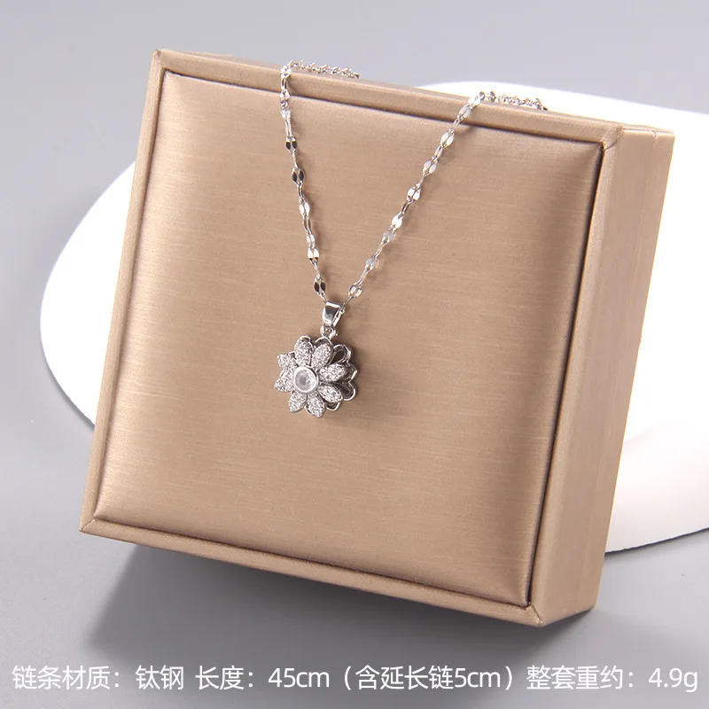 Wholesale 6pcs/set Classic Cubic Zirconia Pendant Necklaces For Women Gold Color Alloy Rotate Necklace Daily Jewelry