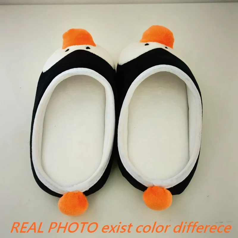 ASILETO Womans Man Slippers Penguin Cartoon Winter Warm Indoor Home Children Slide Cute Family Lovely Cotton Floor Shoes