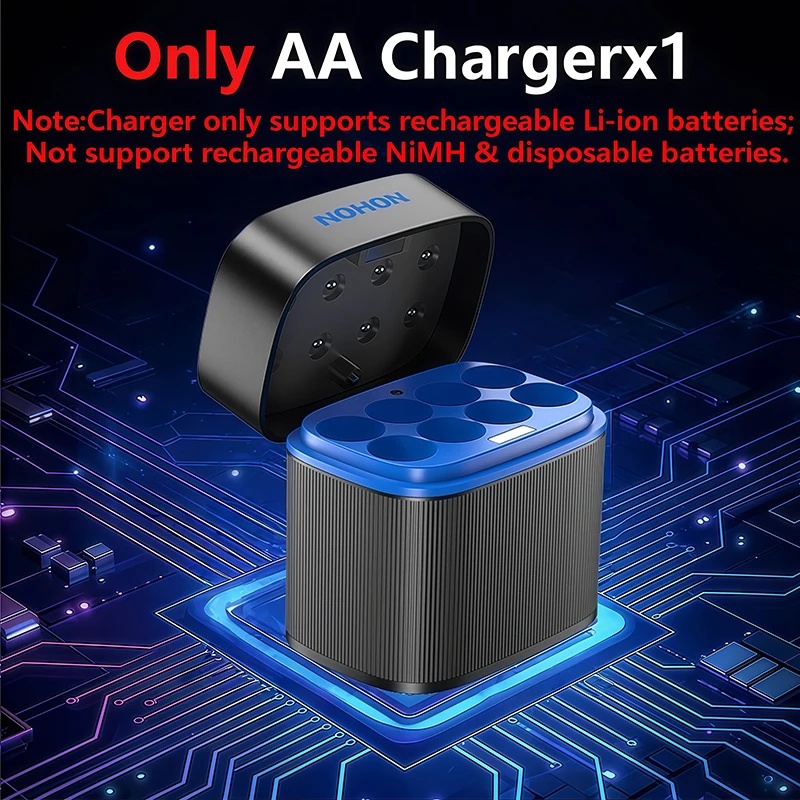 NOHON Wiederaufladbare Lithiumbatterie AA 3600 mWh/AAA 1300 mWh Originalbatterien Hohe Kapazität 1,5 V Batterie für Maus-Fernbedienung