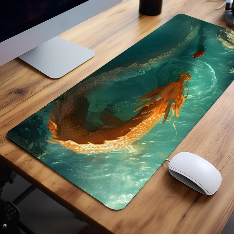 

Golden Dragon and Warrior Mouse Pad Computer Desk Mat Non-Slip Rubber Perfect Gift for Friends Teens Girlfriend Boyfriend Worker