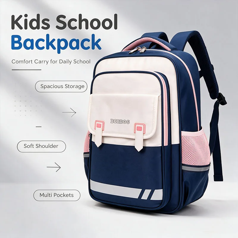 Large Capacity Kids School Backpack Ergonomic Spine Protection Water Resistant Reflective Children Bookbag for Elementary Boys G