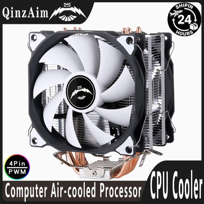 QiuzAim CPU Processor Cooler 120mm Fan Air-cooling 4/6 Heat Pipe PWM Installing LGA1200 115x 1700 1851 2011 2066 X79 X99 AM4 AM5