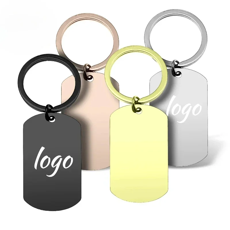 Personalisierter Schlüsselanhänger mit Namen und Nummer, individuelles Logo, Edelstahl-Metall-Schlüsselanhänger, leerer Anhänger, Lasergravur, Auto-Taschen-Schlüsselanhänger, Geschenk
