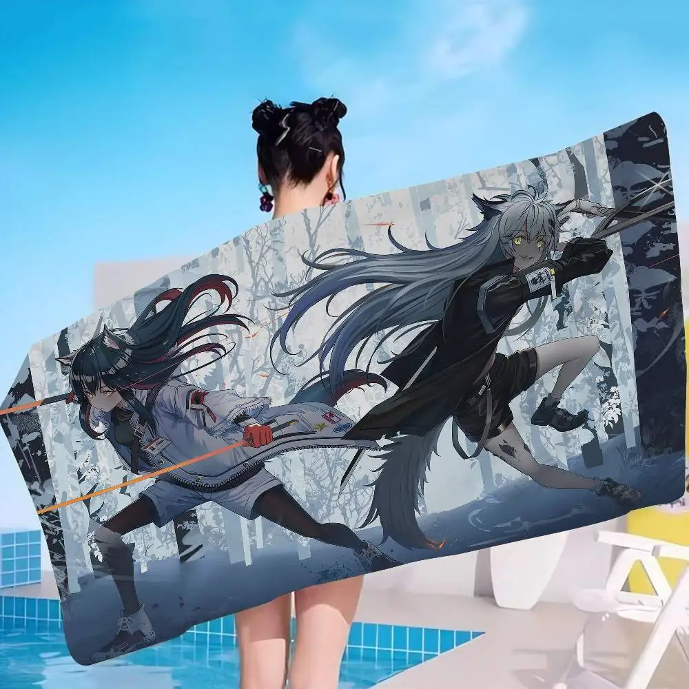 A-ArknightsS Microfiber Printed Beach Towel Mountain Climbing Yoga Beach Swimming Running Absorbent Soft Towel