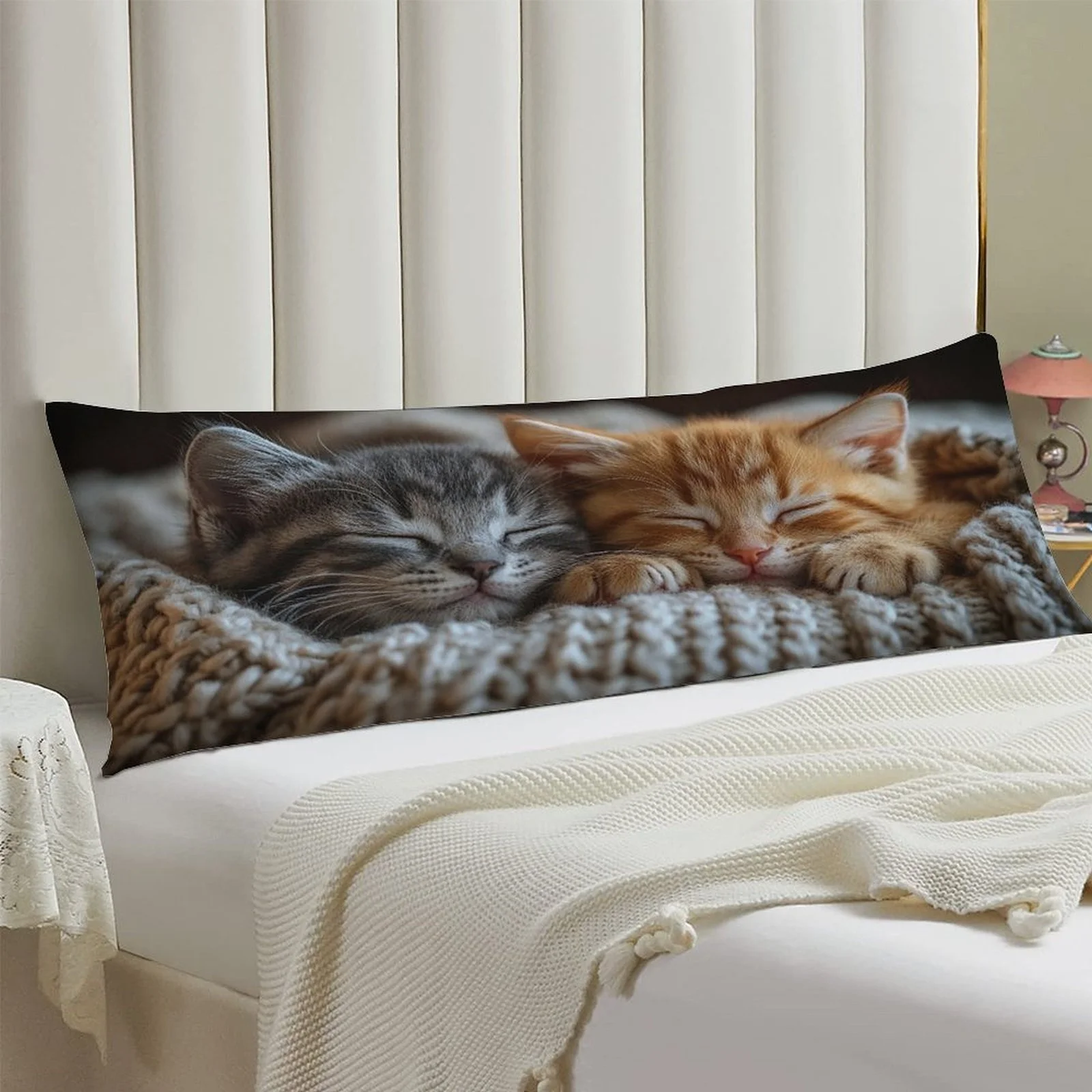 Life-Size Pillowcase 50x137cm, Classic Print, Pillow Insert Not Included, Hidden Zipper, Machine Washable Polyester, Modern Home