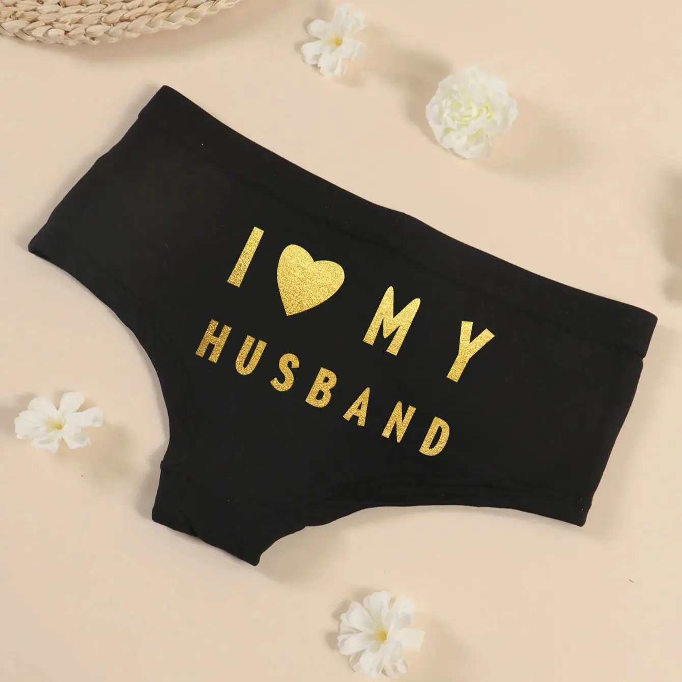 Varsbaby Cheeky Boyshort with I Love My Husband Prints Underpant Big Size Panties Women Playful Underwear Boxer Shorts