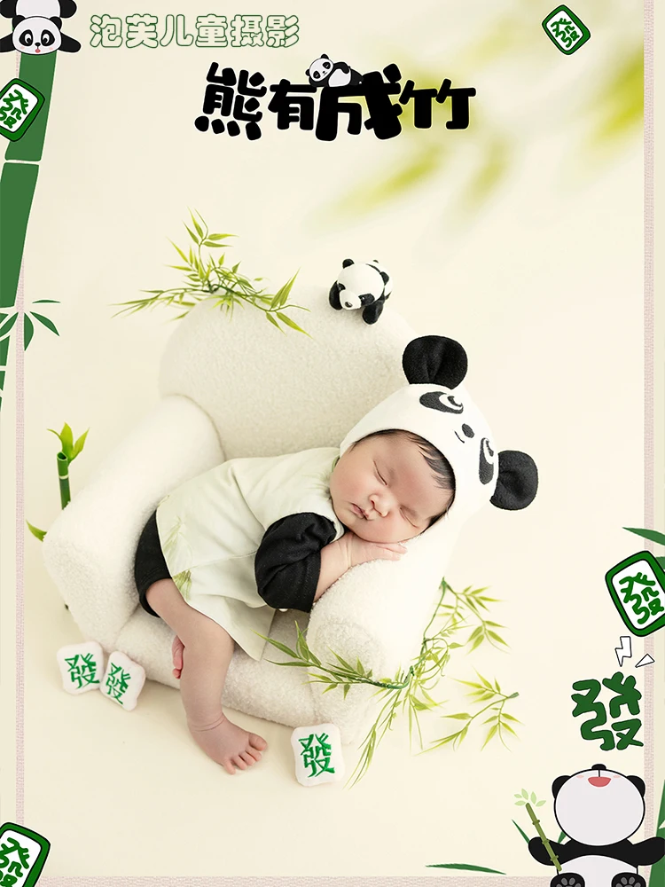 Panda Baby Photography Newborn Theme Photography Props Childrens Clothing 100 Days Old Full Term Baby yeni doğan bebek giyim