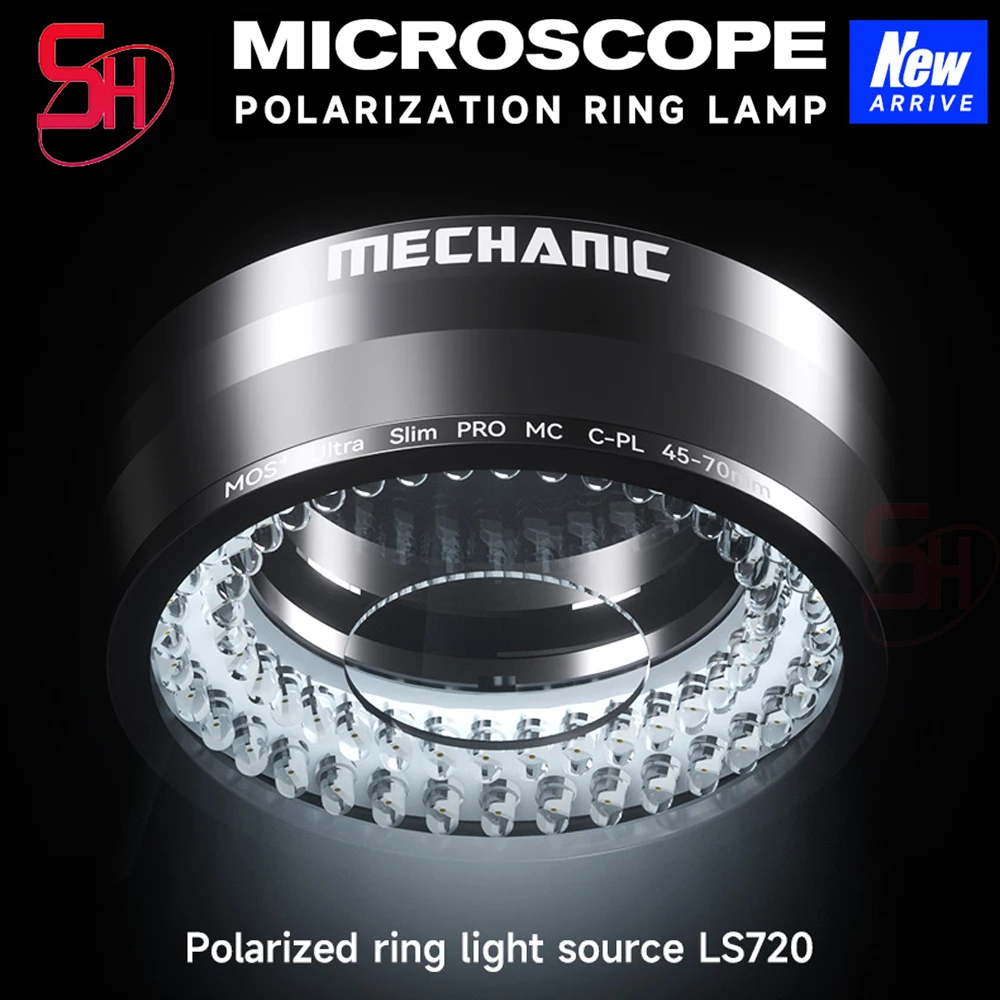 Mechanic LS720 Polarized Microscope Ring Light Illuminator Anti Glare LED Microscope Ring Lamp for Precision Soldering Repair