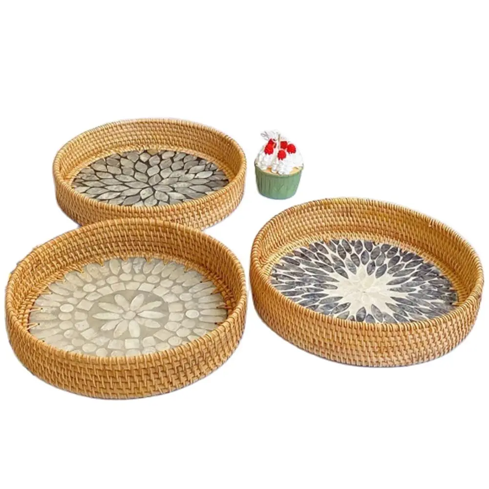 Useful Wicker Serving Tray  Anti-deformed Tear-Resistant Severing Tray  Primitive Texture Severing Tray