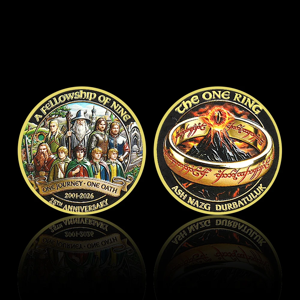 Fantasy Fellowship Anniversary Coin Double Sided Ring Volcano Collectible Challenge Token Gift Souvenir for Fans Decor view 3