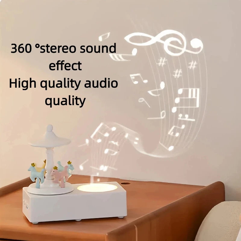 

Creative High Resolution High Quality HI-FI Retro Carousel Speaker Wireless Bluetooth5.0Home Decor Atmosphere Light Caixa De Som