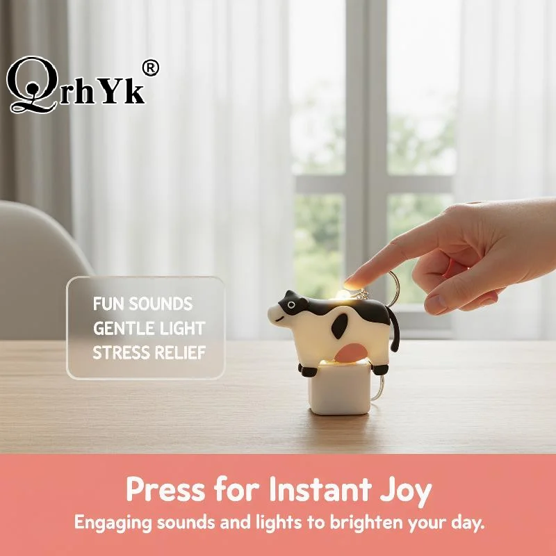 Cow Dog Stress Relief Luminous Sound Making Keychain Fun Prank Venting Abstract Idol Creative Cultural Gift Plastic Material