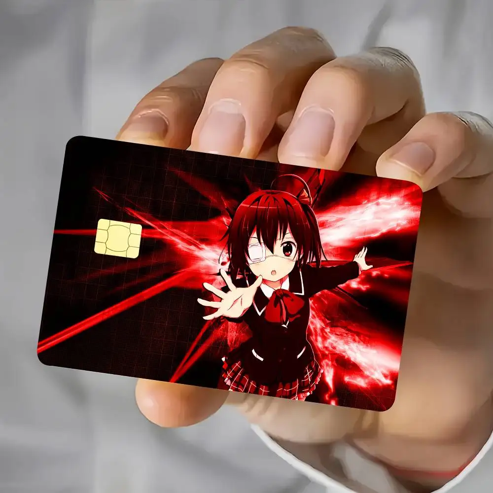 Cute Rikka Takanashi Card Stickers Waterproof Film Skin Cover 4PCS Credit Card Stickers Debit Front Decoration Commuter Pass