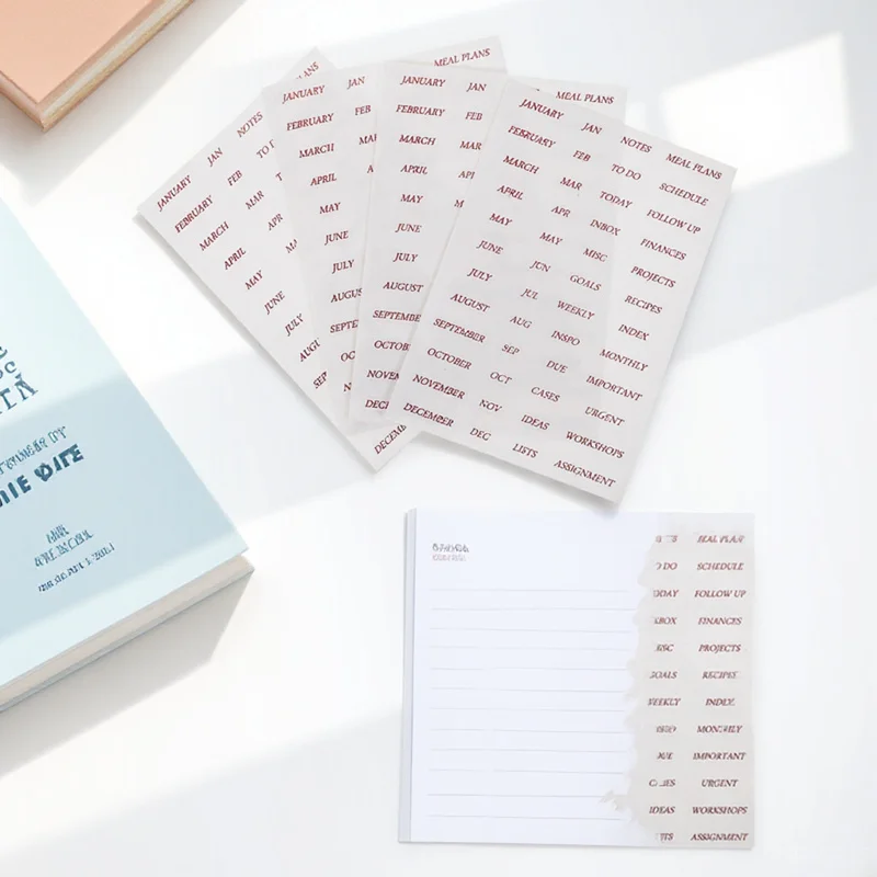 

8 Sheets Hot Stamping English Word Scrapbook Stickers Premium Self-Adhesive for Journaling Notebook Diary Envelope Month Plan