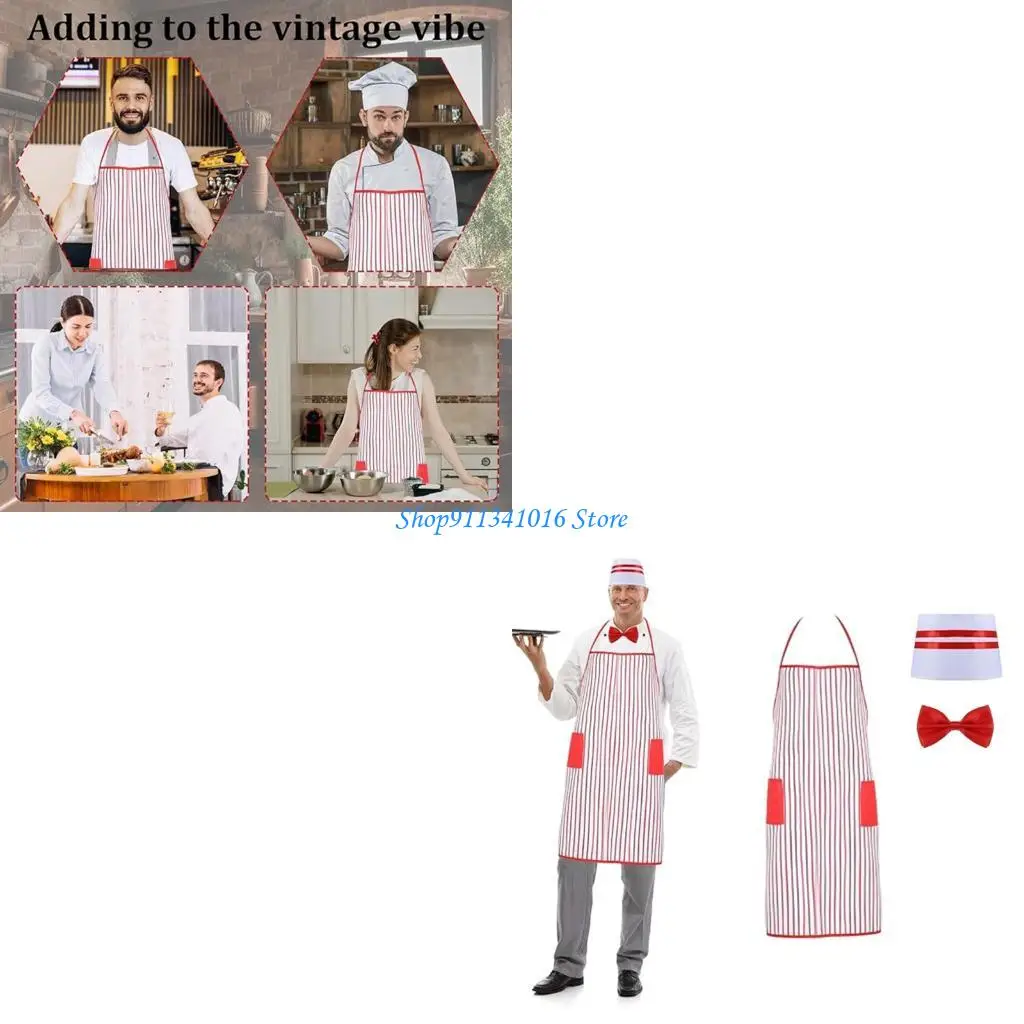 

Waitress Apron Red White Design Holiday Theme Restaurant Attire