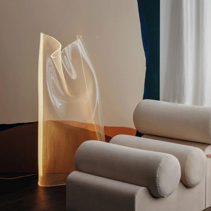 Nordic Acrylic Led Floor Lamp Ins Art Atmosphere Stand Lamp Postmodern Design Sense Led Light Guide Sofa Side Floor Lights