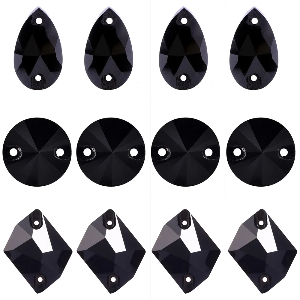 

Black Color All Shape Sew On Rhinestones Glass Flatback Crystal бусины для рукоделия Sewing Stones Strass