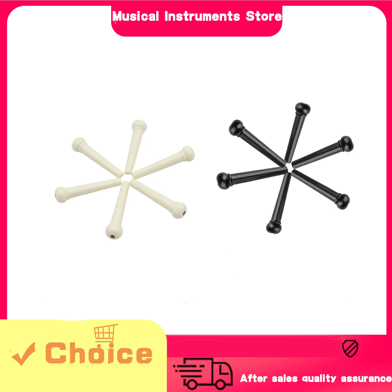 6 Pcs Acoustic Folk Guitar Bridge Pin Musical Instrument Accessories Tuning Pegs Fixed Cone String Nails Replacement Accessory