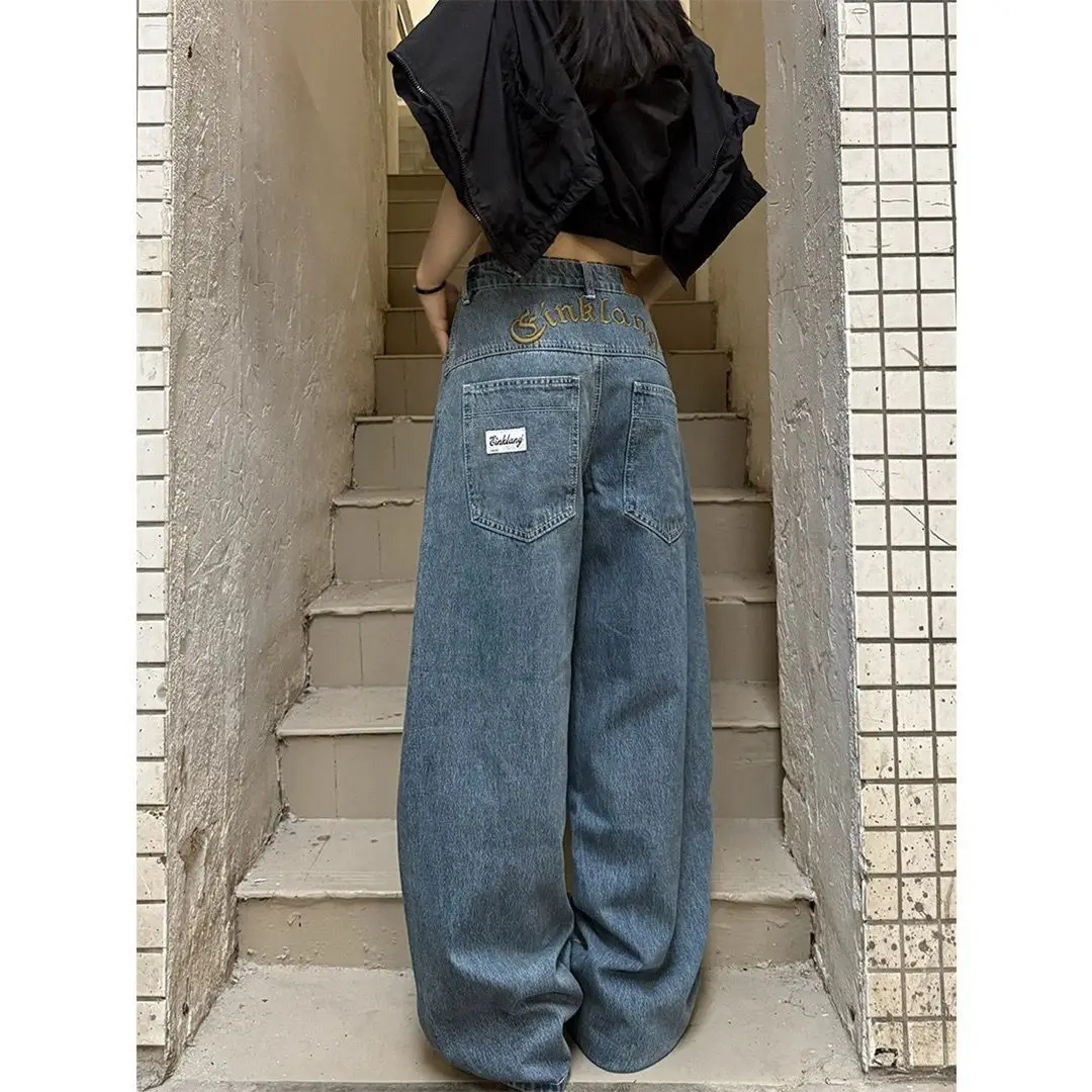 Vintage Stickerei Baggy Jeans Frauen Kleidung Straße Harajuku Hip Hop Hohe Taille Jeans Frau Casual Breite Bein Y2K Hosen
