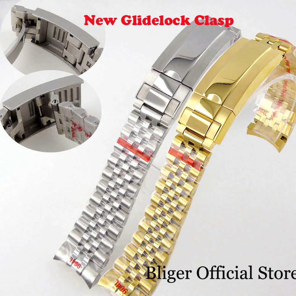 

Silver Gold Black 20mm Width Jubilee Strap Bracelet with Slide Glide Lock Clasp Stainless Steel fit 40mm SUB/GMT Men Watch