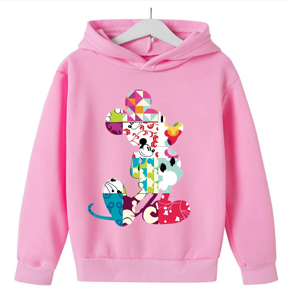 Girls Cartoon Hoodie Clothing Fall Boy Girl Baby Toddler Minnie Mickey Mouse Cute Casual Kids Long Sleeve Pure Cotton Hoodies ﻿