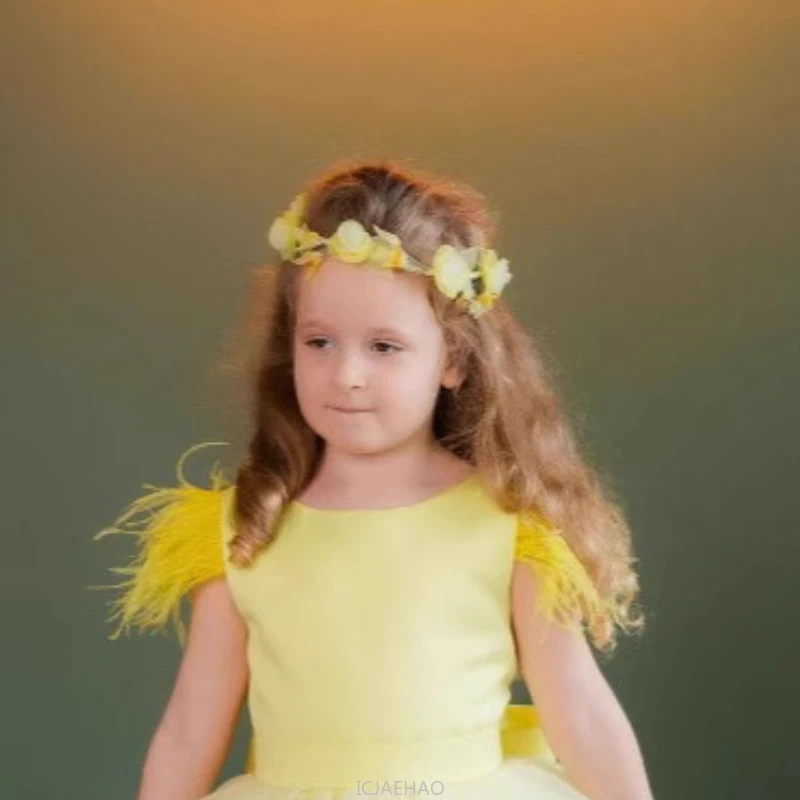 

Wedding Flower Dresses Girls Long Train Princess Costume Flower Girl Gown Kids Pageant Piano Recital Performance Children Outfit