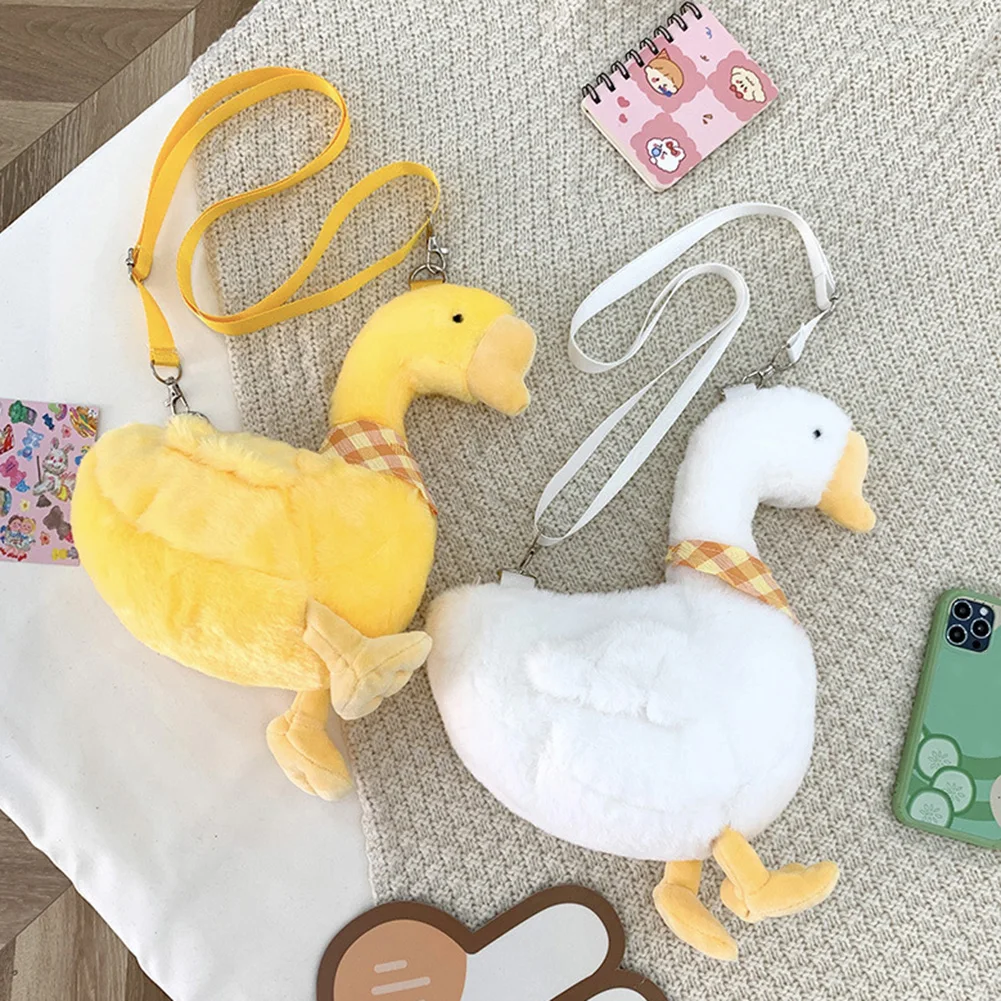 Cute Fluffy Goose Bag Cartoon Ducks Shoulder Bag for Girls Birthday Christmas Gift Kawaii Purse New Autumn Winter Crossbody Bag