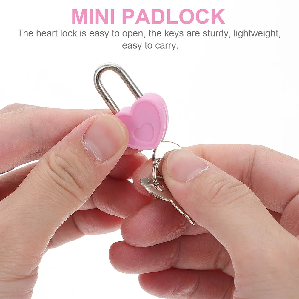 

20 Sets Outdoor Mini Heart Lock Lovers Small Storage Alloy Heart-shaped Padlock with Key