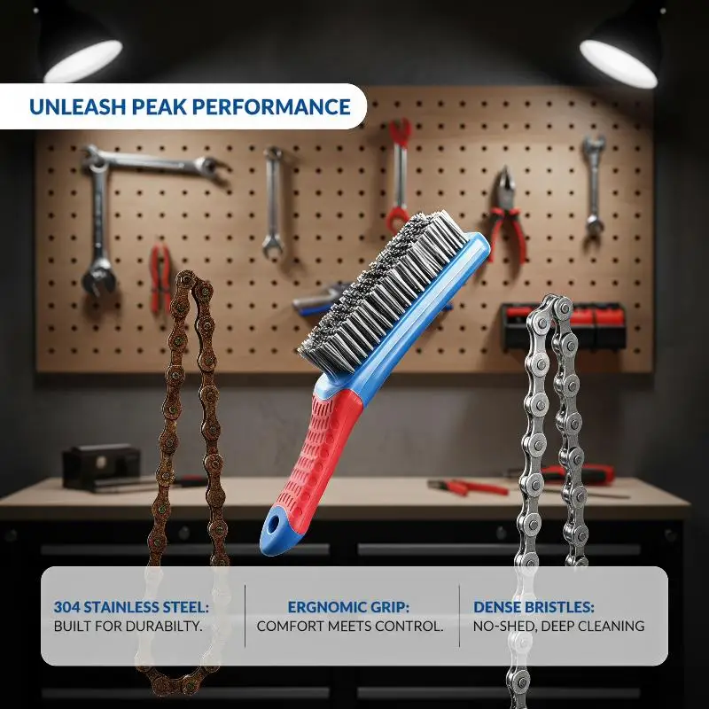 Heavy-Duty Stainless Steel Wire Brush High Efficiency Rust Slag Paint Remover for Bicycle Frame Rust Removal Jobs