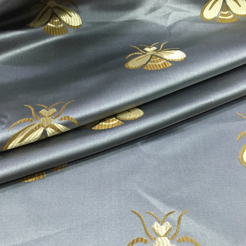 High Density Satin Brocade Jacquard Fabric Spring Summer Autumn Bee Dress Clothing Cloth Brand Fashion Design Sewing Wholesale