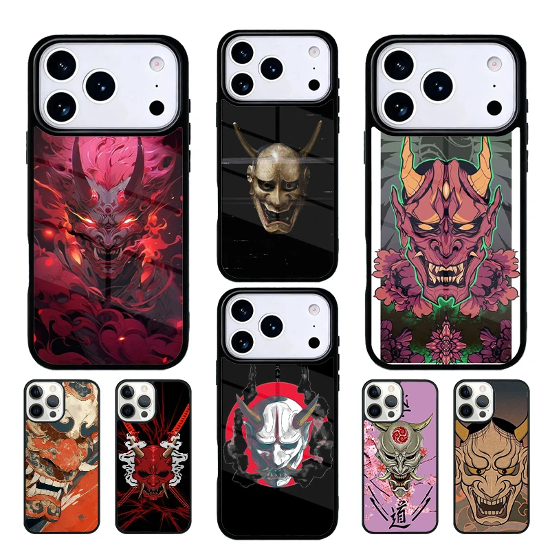 Oni Hannya Demon Mask mobile phone case Compatible with IPhone 17 16 15 14 13 12 11Pro Max 17 Air cover