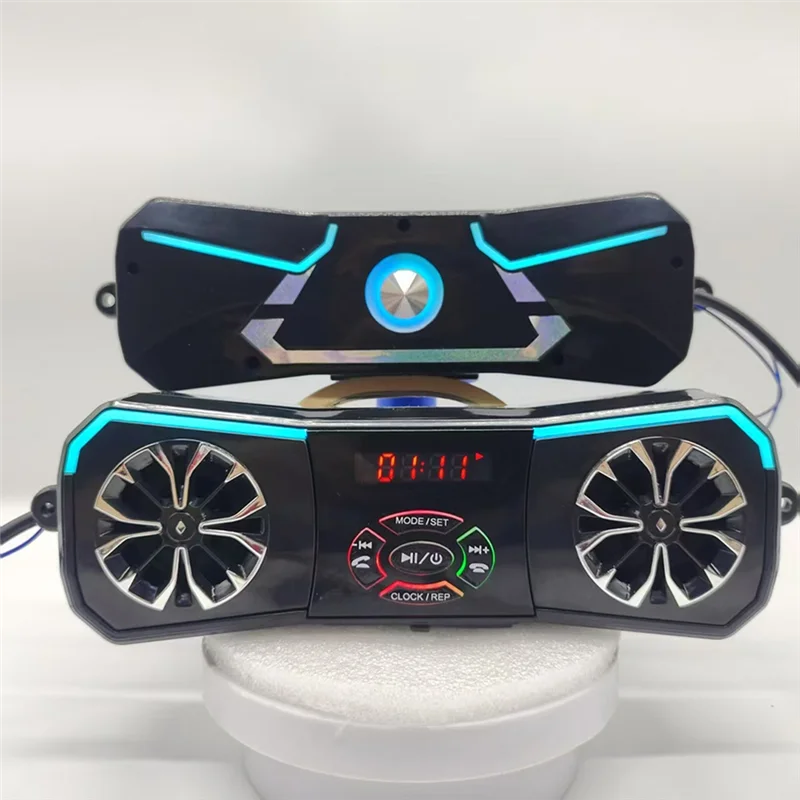 

WO-Motorcycle Speakers Wireless Stereo Audio System 12V Handlebar Mount MP3 Player AUX-In USB FM Radio