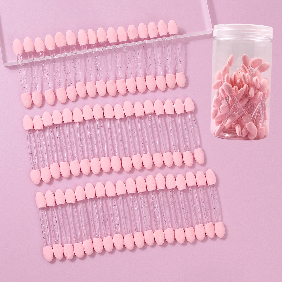 50pcs Disposable Eye shadow Brush Makeup Dual Sided Sponge Nylon Set Eye Shadow Brushes For Cosmetic Applicator Makeup Tools