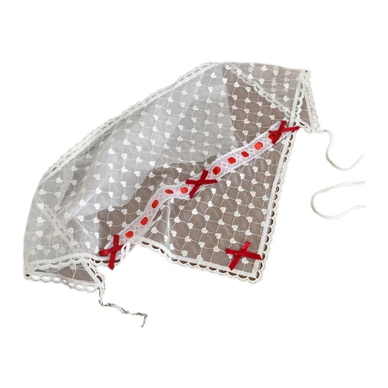 Balletcore Hoofddoek Wit Geborduurd Balletcore Artistieke Strik voor Meisjes En Modeliefhebbers