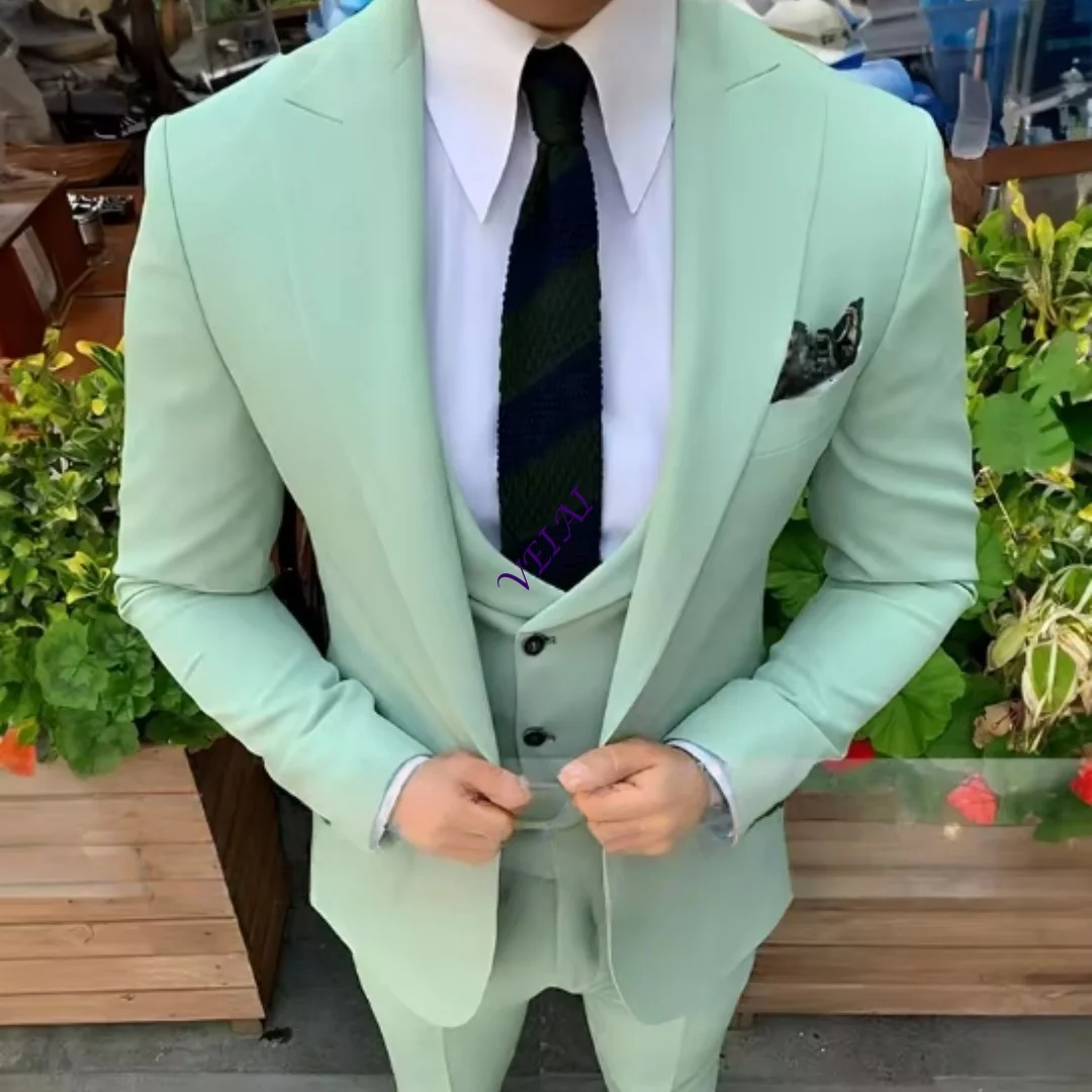 CustomizedMen's casual two-piece suit set purple peak lapel jacket pants slim fit for office daily wear wedding prom party custo